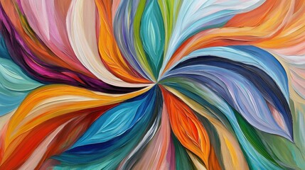 An artistic composition of a flower split into colorful petals