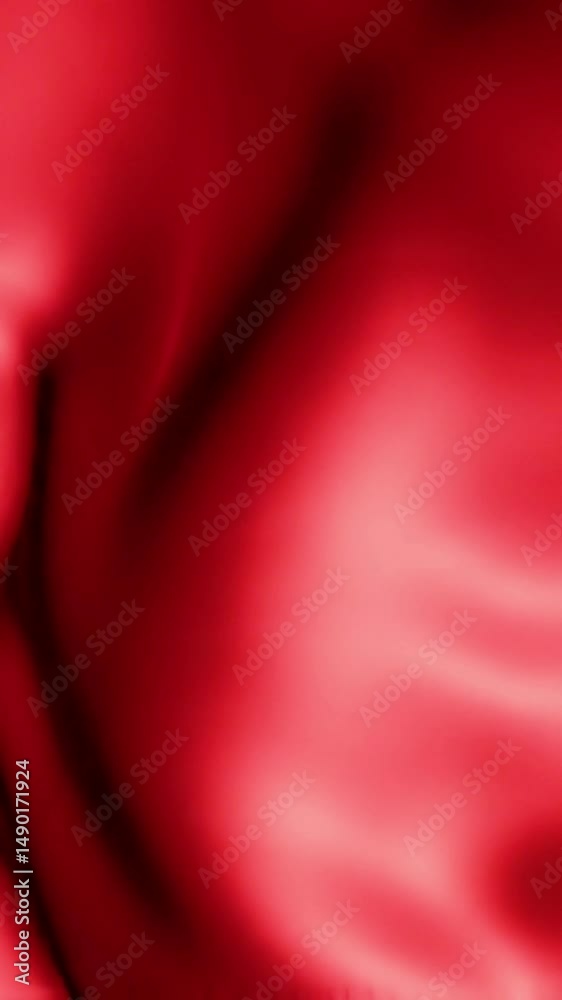Poster Abstract Red Silk Fabric Flowing in Gentle Motion, Soft Light and Shadow Play