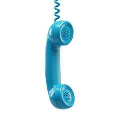 Blue Retro Telephone Handset Isolated on Transparent Background