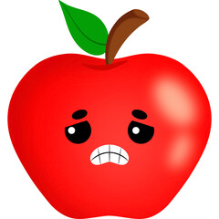 Apple Nervous Face Cartoon