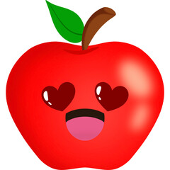 Apple Loving Face Cartoon