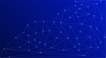 Fototapeta premium Low Poly Background on Dark Blue Gradient – Modern, Geometric, and Minimalist Abstract Design for Digital Art, 3D Modeling, Wallpapers, and Futuristic Graphics 