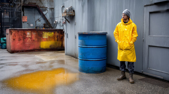 man worker wearing full protection equipments to work duty in the risk atmosphere such as hazard chemical gas or smoke or dust or pm2.5