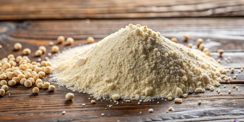 Close-up of sorghum flour on a wooden table with a subtle sheen, sorghum flour, food, sorghum flour, food