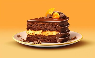 piece of chocolate cake with lemon