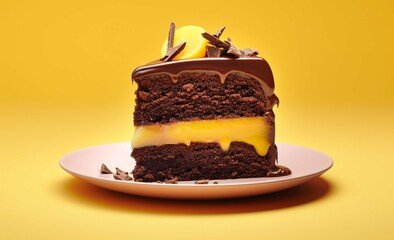 piece of chocolate cake with lemon
