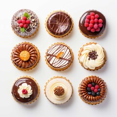 cakes and sweets with different toppings