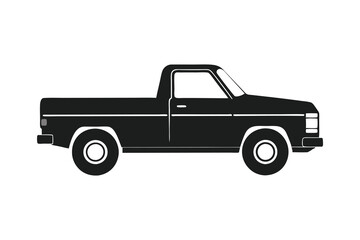 pickup truck black silhouette vector on white background