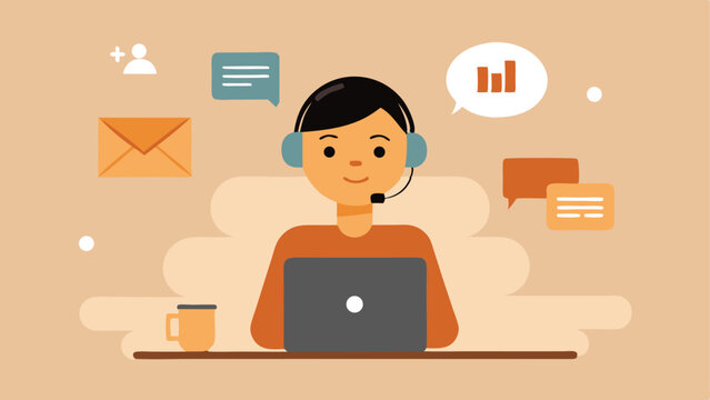 Customer service agent working from home laptop