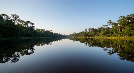 Fototapeta premium Lake Surrounded by Forest Trees