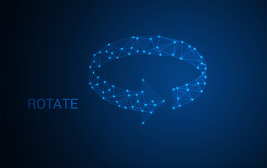 Rotate Icon Made of Glowing Blue Polygonal Lines – Futuristic Technology Symbol, Refresh Arrow Digital Loop Concept