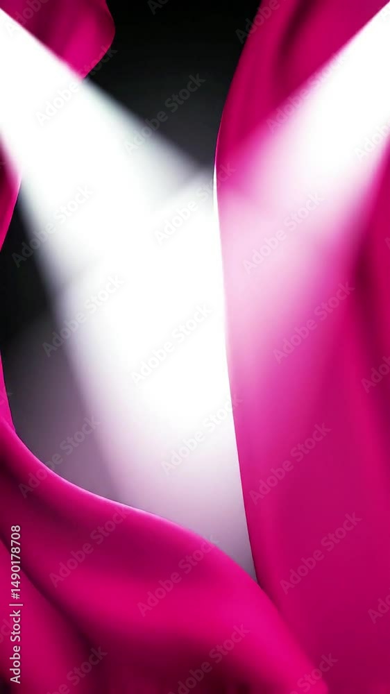 Poster Abstract Pink Fabric Flowing with Light and Shadow, Dynamic Motion Background