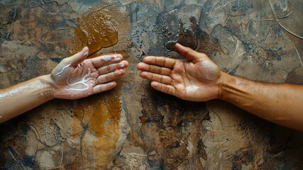 clear comparison: germ-covered vs. clean hands