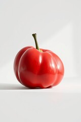 Shiny red bell pepper isolated on white background fresh and healthy