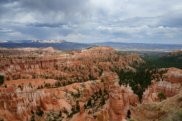 Bryce Canyon scenic view with dramatic clouds.
