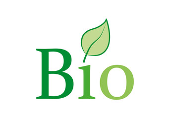 Logo verde de Bio con hoja representando productos ecológicos