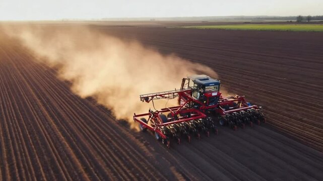 Farm implement working in field