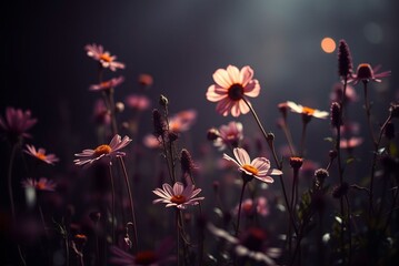 Delicate wildflowers blooming in gentle light serene peaceful nature tranquil floral