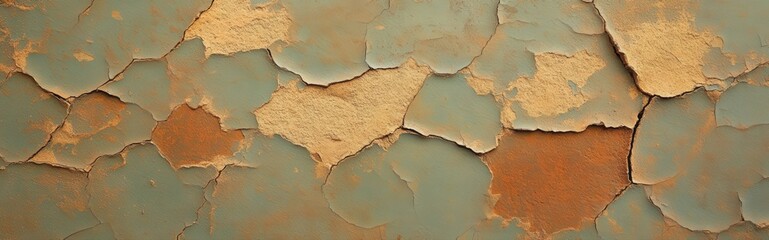 Worn Multicolor Plaster Wall Texture with Cracking and Fading