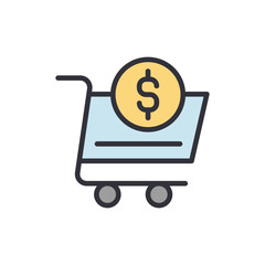 Shopping Cart With Dollar Coin Illustration Of Financial Transactions