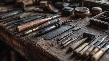 A close up of a bunch of tools on a table .