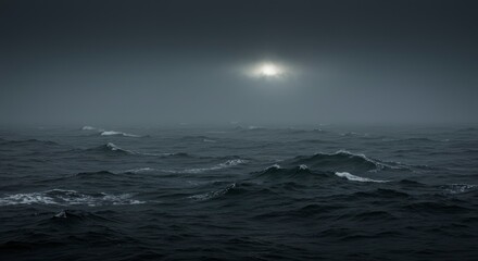 Stormy sea at night