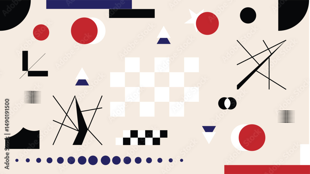 Poster Abstract Geometric Figures Parts and Elements Flat Style Background. Graphic design elements and resources vector art