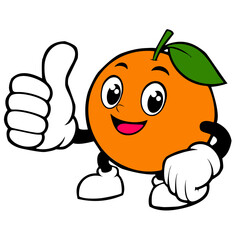 cartoon icon, mascot or character, orange fruit, high quality