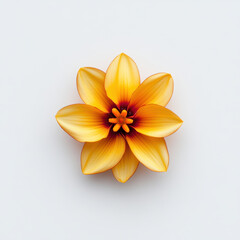 Naklejka premium Vibrant yellow Croton flower with star-shaped petals and deep orange center on white background