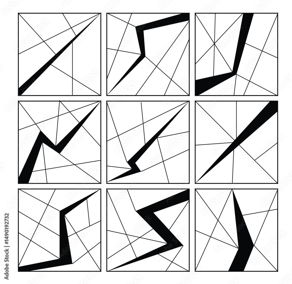 Poster Cracked and Split Surface Square Abstract Background with Lines. Graphic design elements and resources vector art