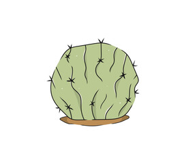 Single Hand-Drawn Cactus Vector Desert Plant, Succulent, Mexico Element. Exotic botanical spiny element.