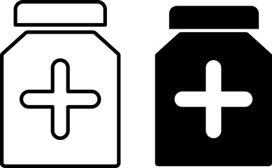 Obraz premium medicine bottle icon. Pharmaceutical dosage sign. minerals pill jar. prescription label. drug pills container. symbolizing medication adherence