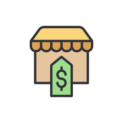 Storefront With Dollar Sign Symbolizing Commerce And Transactions