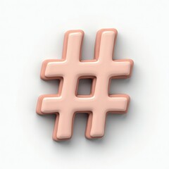 Obraz premium 3D Pink Hashtag Symbol on White Background