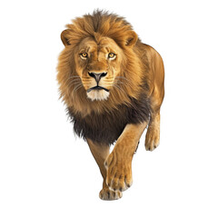 Fototapeta premium A lion walking forward on black background