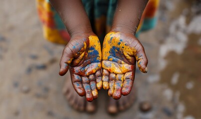 Painted Hands Of Little Children