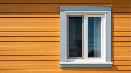Fototapeta premium Vinyl siding near a window frame on a new house. .