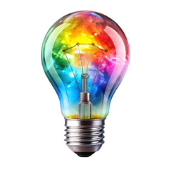 Rainbow Lightbulb Creativity Innovation Ideas isolated on transparent background