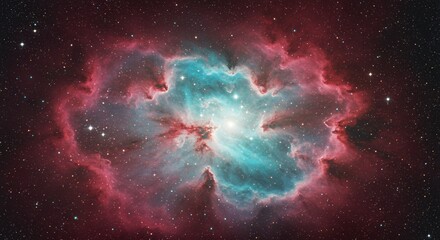 Obraz premium Celestial Dance Red and Teal Nebula Cosmic Dust