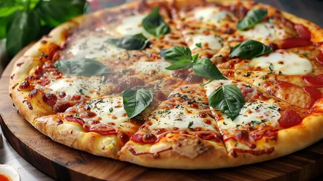 Italian pizza with fragrant herbs