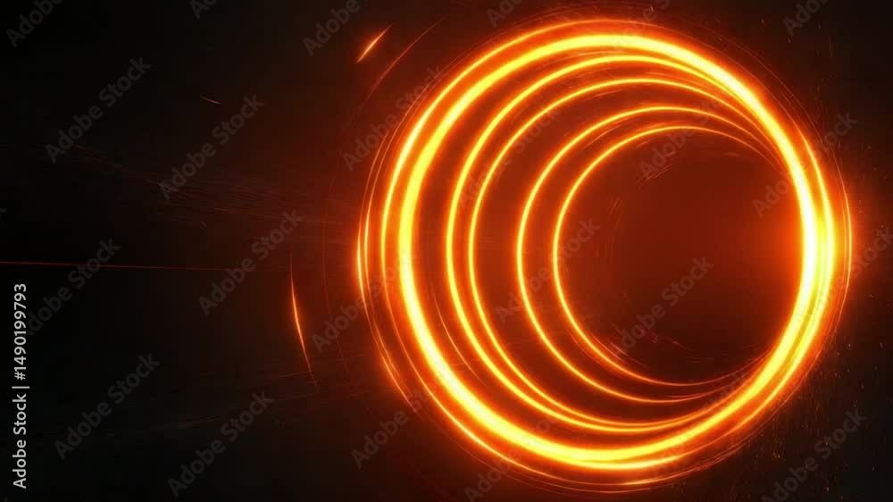 Wall mural glowing circular patterns with radiant light effects in dark background for abstract digital art 4k 