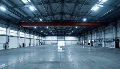 Obraz premium Spacious Antique Warehouse with Industrial Ambient Lighting