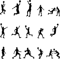 Fototapeta premium Basketball Action Silhouettes