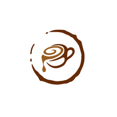 Printsimple coffee stain, elegant cup coffee logo design