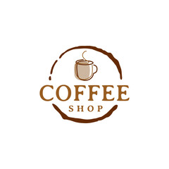 Printsimple coffee stain, elegant cup coffee logo design