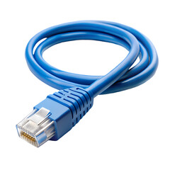 Blue Ethernet Cable RJ45 Network Patch Cord isolated on transparent background