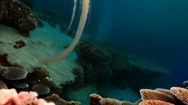 Unas medusas nadando por unas profundas aguas de un oceano