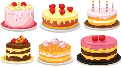 Birthday cake clipart showing mouthwatering cute cakes with dressings