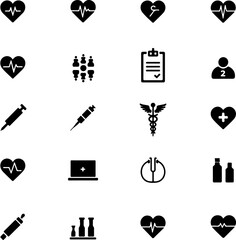 Fototapeta premium Healthcare & Medical Support Icons: Essential Silhouettes vector
