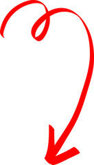 Red Ink Hand Arrow with Pointed Tip